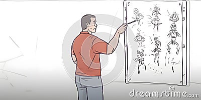 A coach drawing up a play on a whiteboard during a timeou one created with generative AI Stock Photo