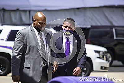 Coach Ed Orgeron and Booger McFarland Editorial Stock Photo