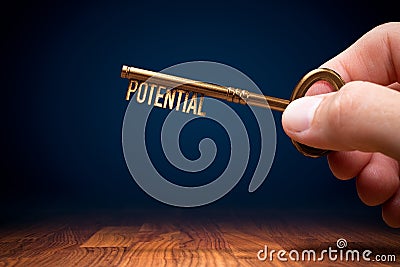 Coach has a key to unlock potential - motivation concept Stock Photo