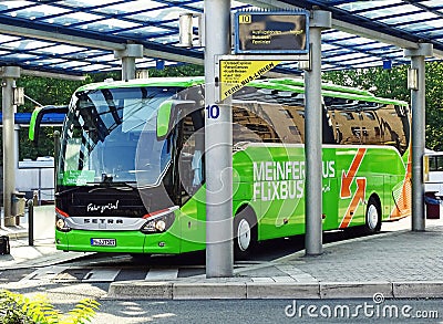 Coach of MeinFernbus FlixBus in Chemnitz Editorial Stock Photo