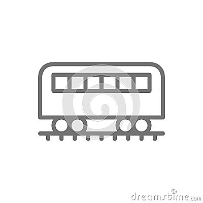 Coach on rails, train wagon, subway line icon. Vector Illustration