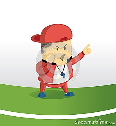 Coach soccer take command Vector Illustration