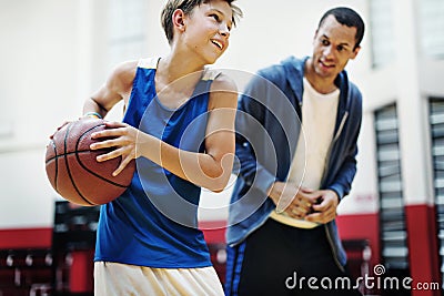 Coach Team Athlete Basketball Bounce Sport Concept Stock Photo