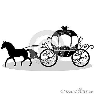 Coach. Wedding carriage. Vintage carriage with the horse Vector Illustration