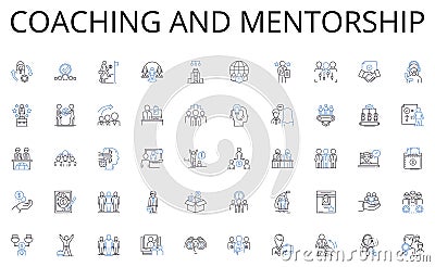 Coaching and mentorship line icons collection. Energy, Movement, Motion, Flow, Impulse, Force, Vibration vector and Vector Illustration