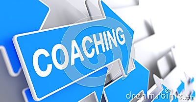 Coaching - Message on the Blue Cursor. 3D. Stock Photo