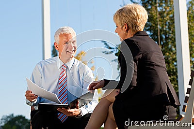 Coaching outdoors Stock Photo