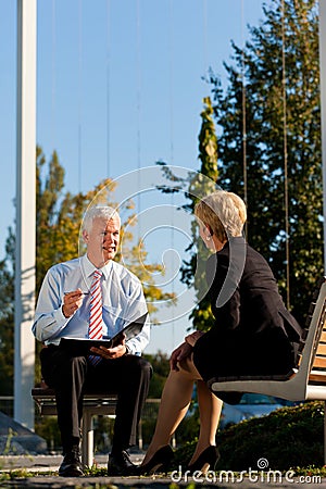 Coaching outdoors Stock Photo