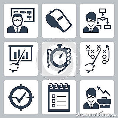 Coaching, training and mentoring icons Vector Illustration