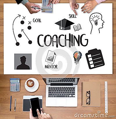 COACHING Training Planning Learning Coaching Business Guide Ins Stock Photo