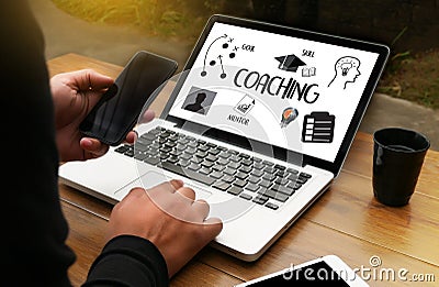 COACHING Training Planning Learning Coaching Business Guide Ins Stock Photo
