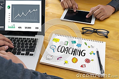 COACHING Training Planning Learning Coaching Business Guide Ins Stock Photo