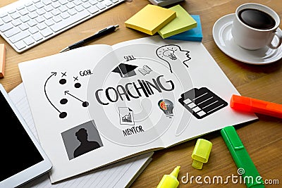 COACHING Training Planning Learning Coaching Business Guide Ins Stock Photo