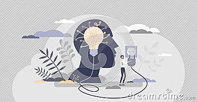 Coaching and tutor mentoring to help in mind confusion tiny person concept Vector Illustration