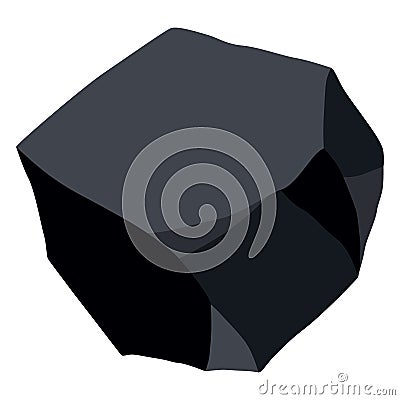 Coal black mineral resources. Pieces of fossil stone. Polygonal shape. Black rock stone of graphite or charcoal. Energy Vector Illustration