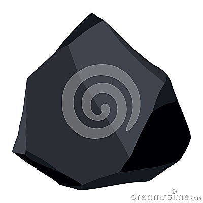 Coal black mineral resources. Pieces of fossil stone. Polygonal shape. Black rock stone of graphite or charcoal. Energy Vector Illustration