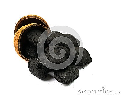 Coal Briquette, Pressed Charcoal Stock Photo