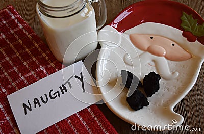 Santa`s coal for naughty boys and girls Stock Photo