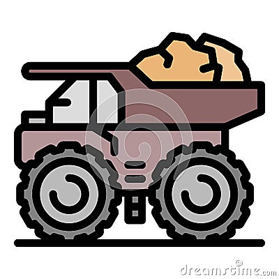 Coal dump truck icon color outline vector Vector Illustration