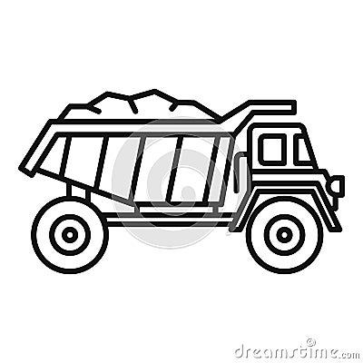 Coal dump truck icon, outline style Vector Illustration