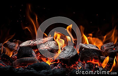 the coal embers continue to glow with a fiery intensity, a sign that the perfect barbecue is just moments away. Ai generated Stock Photo