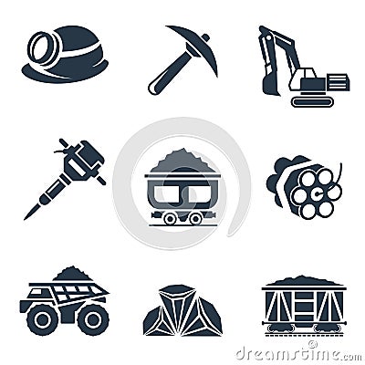 Coal industry icons Vector Illustration