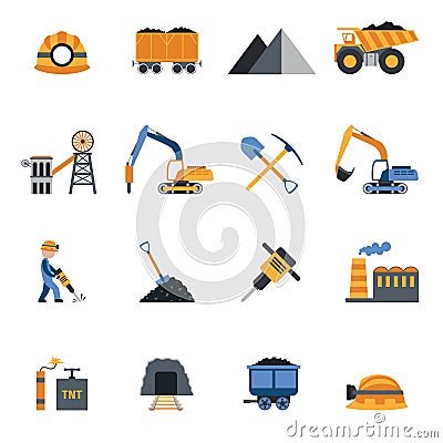 Coal Industry Icons Vector Illustration