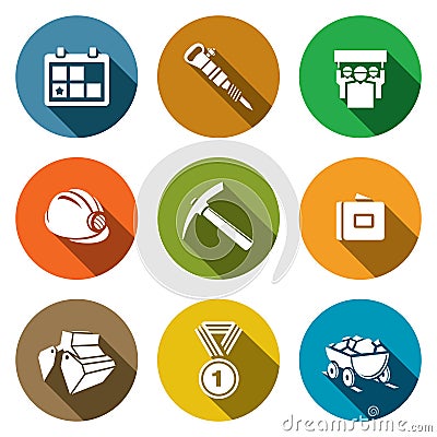 Coal industry icons set Stock Photo