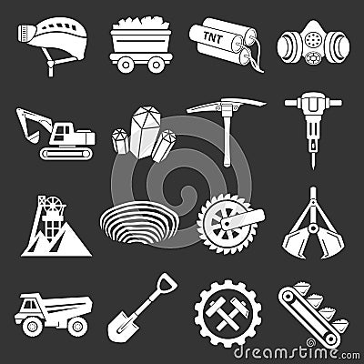 Coal mine icons set grey vector Vector Illustration