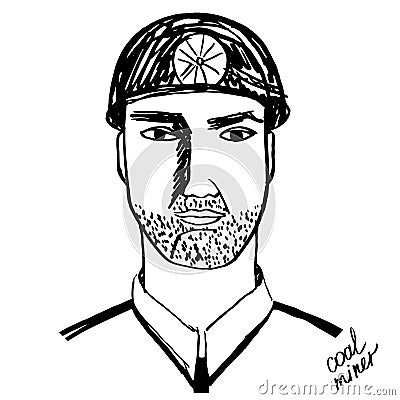 Coal miner black and white Vector Illustration