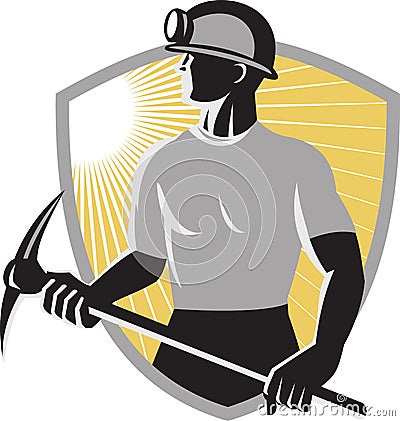 Coal-miner-pick-ax-shield Vector Illustration