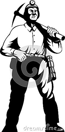 Coal miner with pick axe Cartoon Illustration