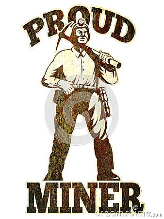 Coal miner pick axe retro Cartoon Illustration