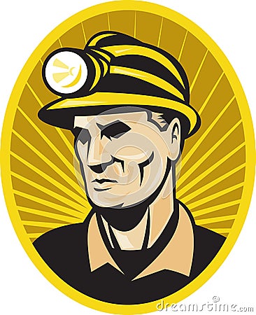 Coal miner worker front Stock Photo