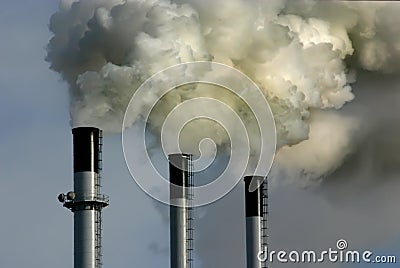 Coal Plant Smoke Stacks Stock Photo