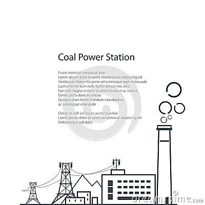 Coal Power Station Poster Brochure Vector Illustration