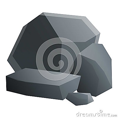 Coal stones icon, cartoon style Vector Illustration