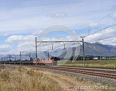 Coal train through Romans River Stock Photo