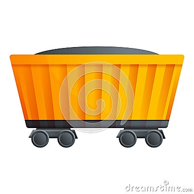 Coal train wagon icon, cartoon style Vector Illustration