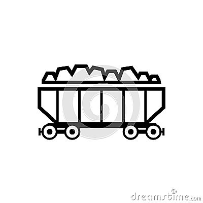 Coal train wagon outline icon Vector Illustration