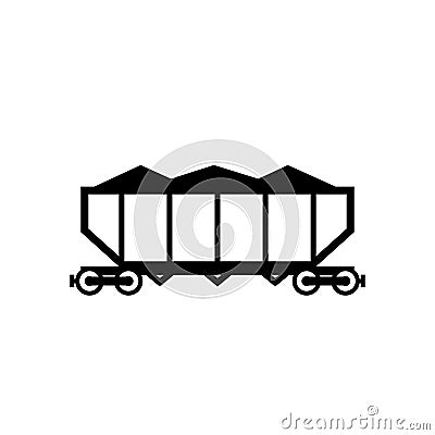 Coal train wagon outline icon Vector Illustration