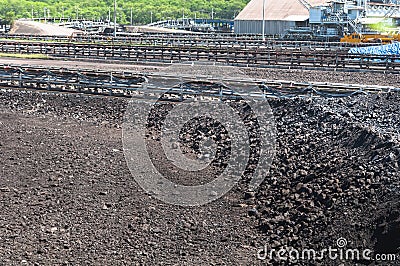 Coal used as fuel for heavy industrial coal powered electricity Stock Photo