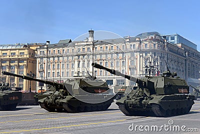 The Coalition-SV - Russian project self-propelled artillery class self-propelled howitzers based on the Armata Universal Combat Pl Stock Photo