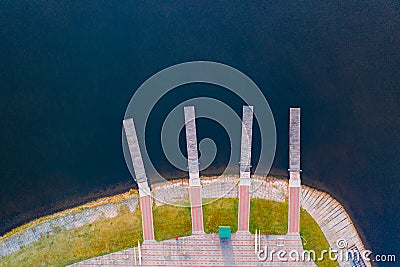 Coasline along rowing canal, aerial landscape. Sport concept Stock Photo