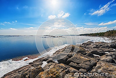 Coast of Baltic sea in early spring Stock Photo