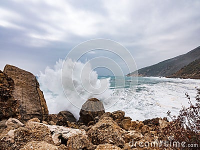 Rough sea on the coast of Baunei, Sardinia Stock Photo