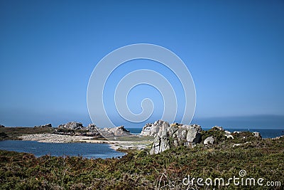 Coast in Brittany France near Sillon de Talbert Stock Photo