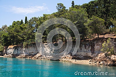 Coast of the Canal of Corinth in Greece. Stock Photo