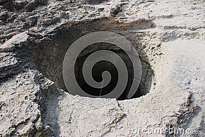 Coast erosion from sea waves in Mallorca, Spain Stock Photo