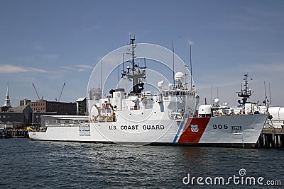 Coast guard cotter at the pier Editorial Stock Photo